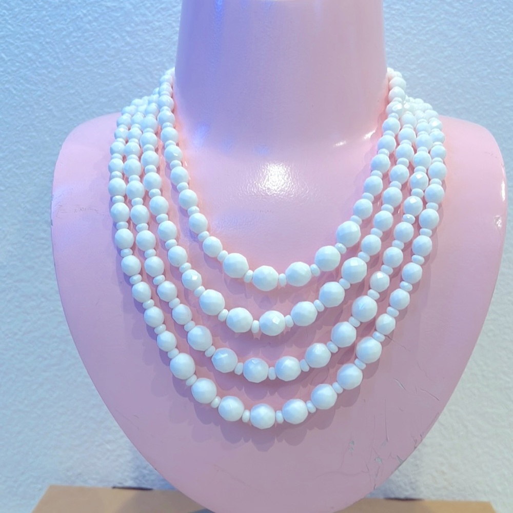 Tarina Tarantino 4 row white faceted bead waterfall necklace